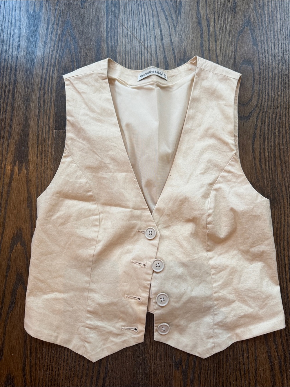 Abercrombie & Fitch Women's Cream Button-Up Vest